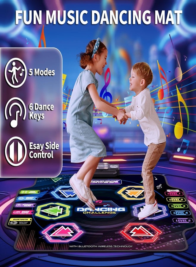 YOZISS Dance Mat for Girls Boys, Bluetooth Music Dance Pad with Side Control Buttons, 5 Modes & 5 Levels, Non-Slip Portable Dance Toy, Birthday for Girls 4-6 & Grandkids - Image 5